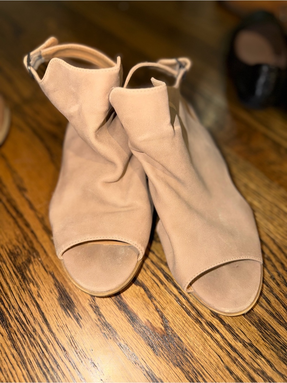 Lucky brand Nude Open-Toe Slingback Ankle Booties 6.5